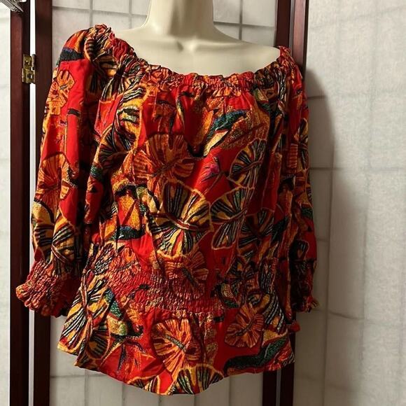 RACHEL ZOE‎ TROPICAL SUMMER VACATION BLOUSE SIZE 1X - Picture 1 of 5